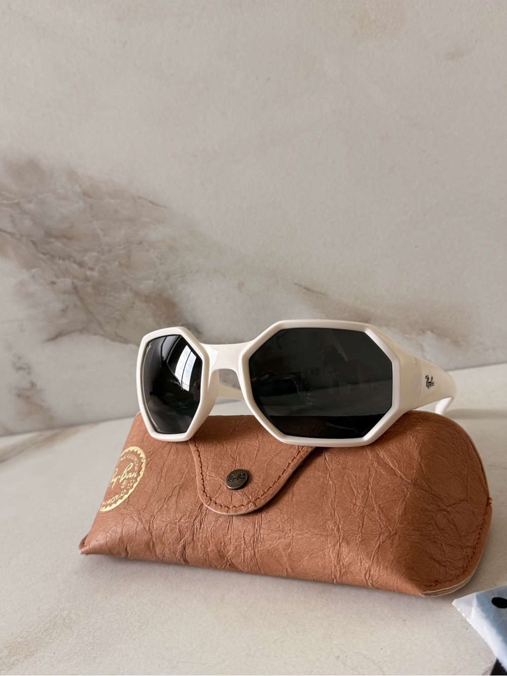 White Geometric Frame Sunglasses - Ray-Ban Style